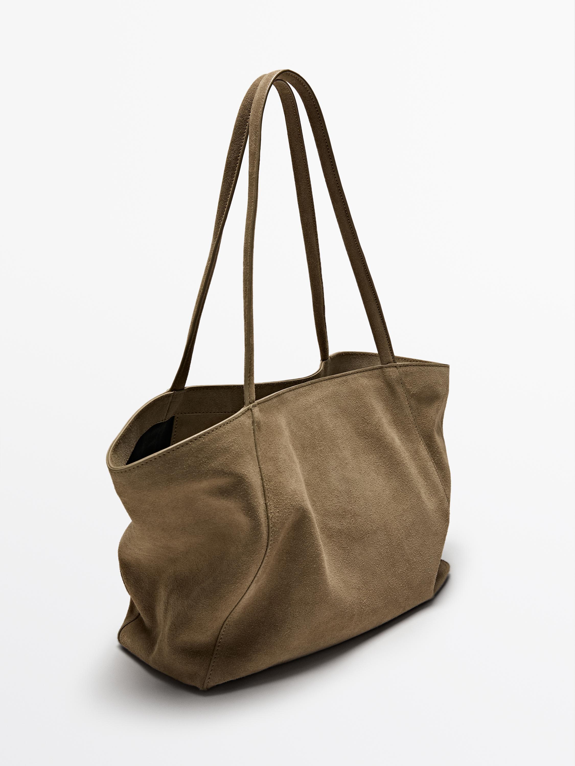 Half icon split suede bag